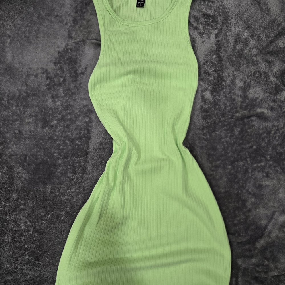 SHEIN Light Green Ribbed Midi Dress